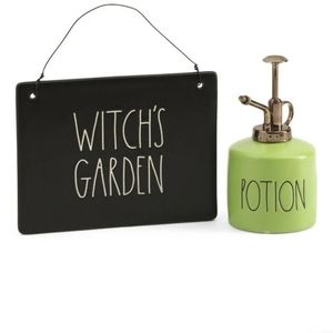 Rae Dunn witch's garden sign and mister set *NWT